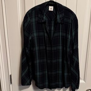 CAbi Dark Plaid Button-Up Shirt